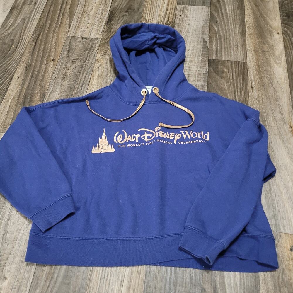 Walt Disney World 50th Anniversary Womens Cropped Hoodie Large Sweatshirt Castle